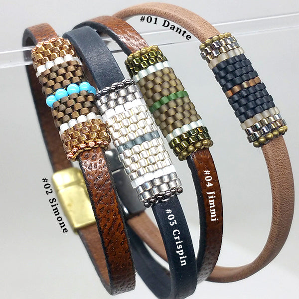 Boho Band - Beaded Leather Bracelet with Magnetic Clasp