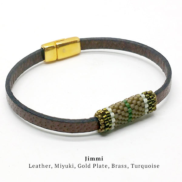 Boho Band - Beaded Leather Bracelet with Magnetic Clasp