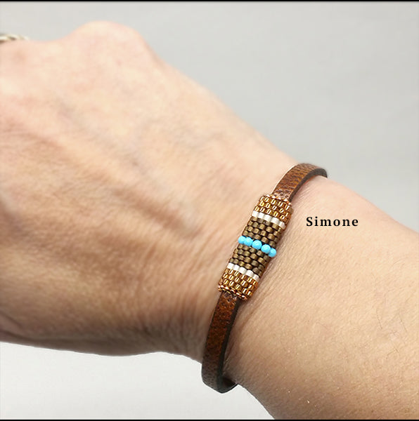 Boho Band - Beaded Leather Bracelet with Magnetic Clasp