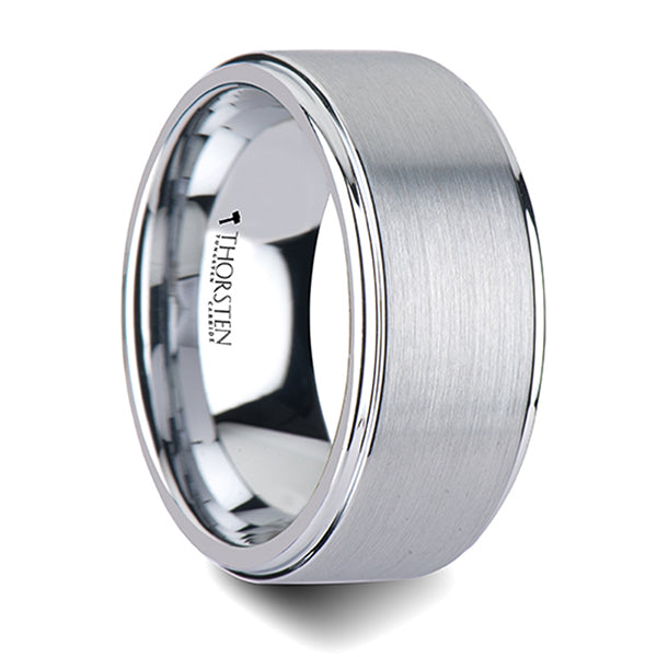 Silver Tungsten Carbide Ring with Raised Center