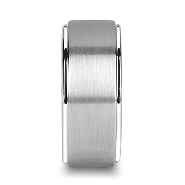 Silver Tungsten Carbide Ring with Raised Center