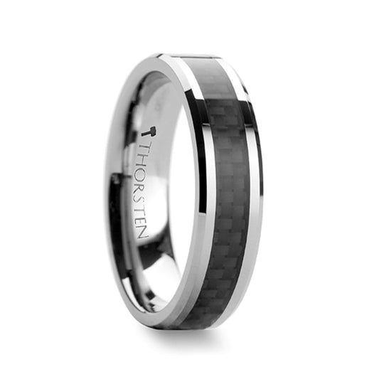 Carbon Fiber Inlaid Tungsten Wedding Band