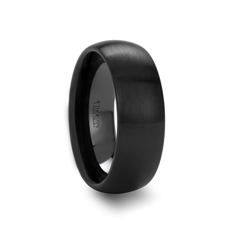 Round Brushed Black Ceramic Ring