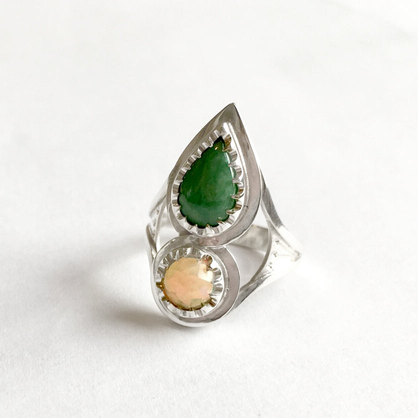 Custom Jade and Opal Engagement Ring for Pascual