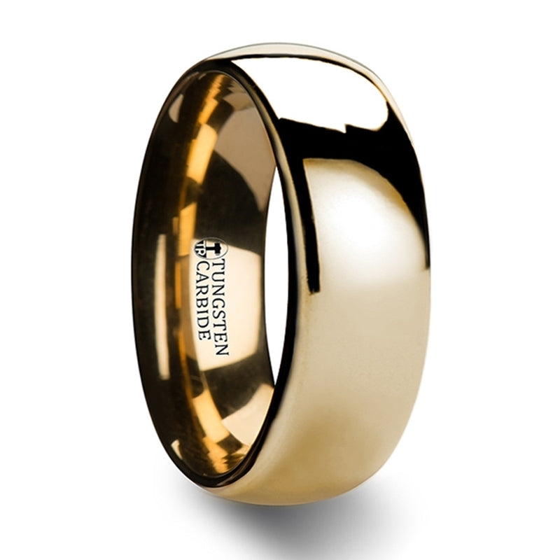 Domed Gold and Tungsten Wedding Ring
