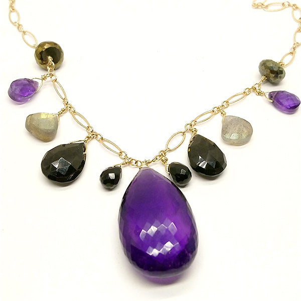 Custom Fine Amethyst and 14k Gold Necklace for Charles