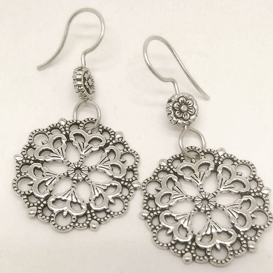 Mandala 01 Sterling Silver Earrings