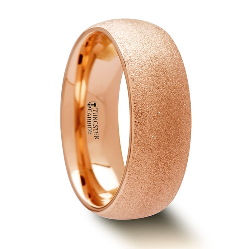 Domed Rose Gold and Tungsten Wedding Band