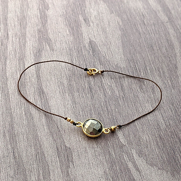 Simple Silk Pyrite Gold Bracelet