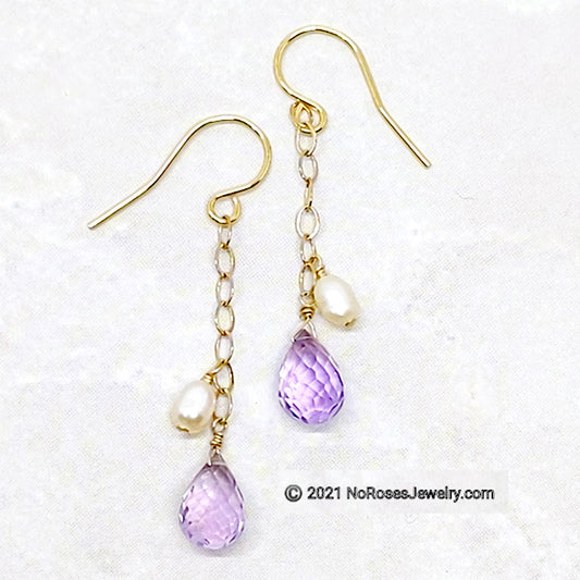 Solitude Earrings - Amethyst and Pearl Secondary