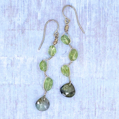 Vines Earrings, Peridot and Labradorite