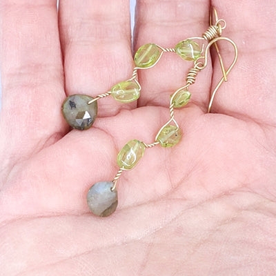 Vines Earrings, Peridot and Labradorite