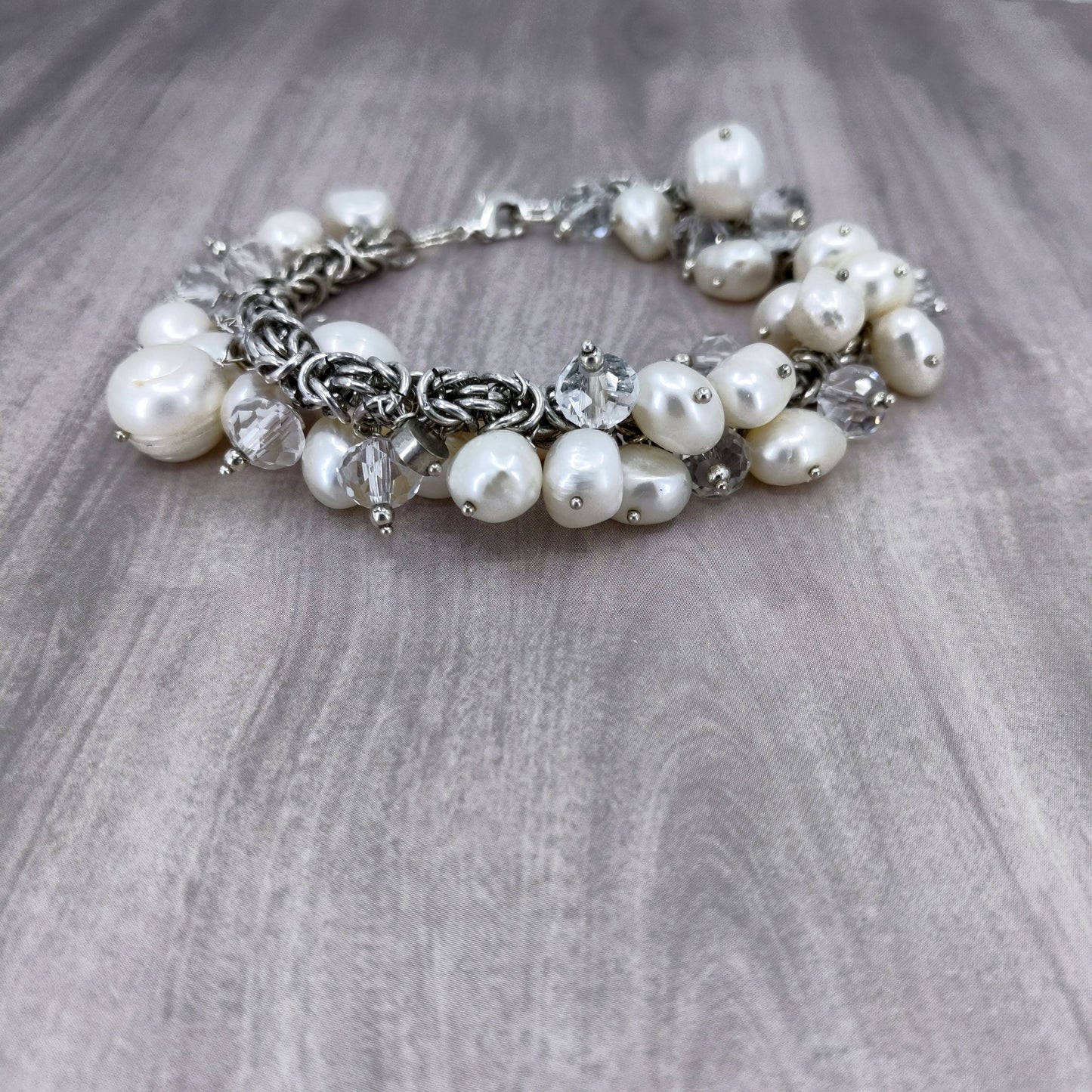 Modern Romance Pearl and Swarovski Crystals Bracelet