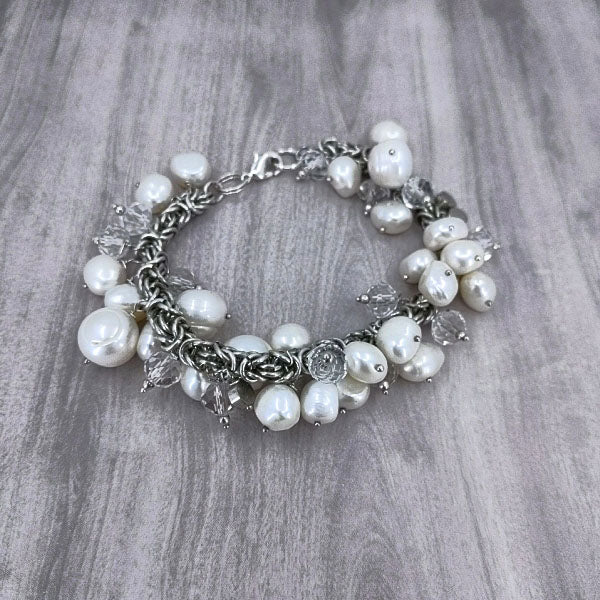 Modern Romance Pearl and Swarovski Crystals Bracelet