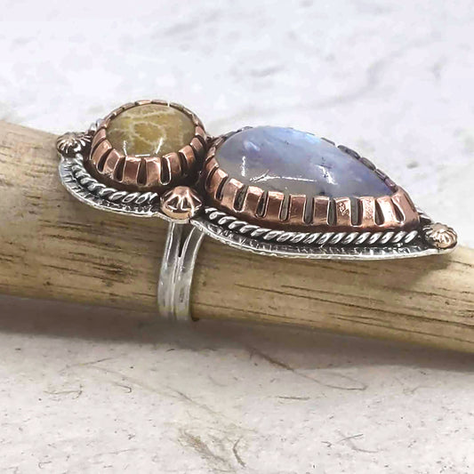Fossil and Moon Statement Ring