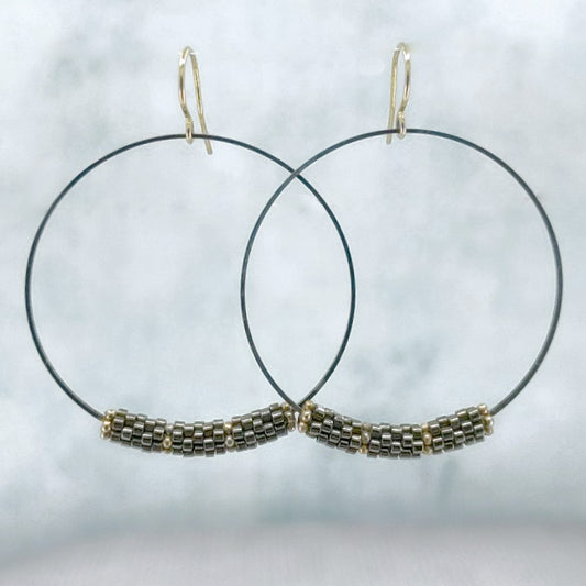 Bella Black Hoop Earrings