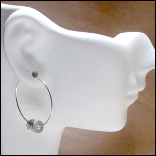 Triple Disk Hoop Earrings Silver or Gold