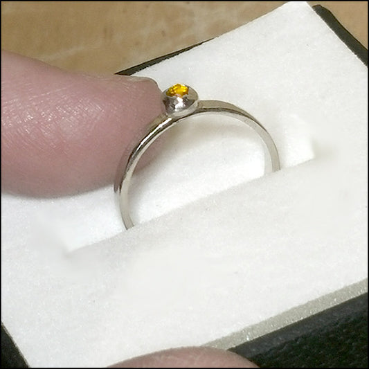 Teeny White Gold Citrine Ring for Mark , rings - No Roses Custom, No Roses Jewelry Artisan Jewelry Los Angeles - 1