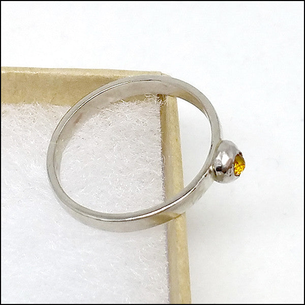 Teeny White Gold Citrine Ring for Mark , rings - No Roses Custom, No Roses Jewelry Artisan Jewelry Los Angeles - 3