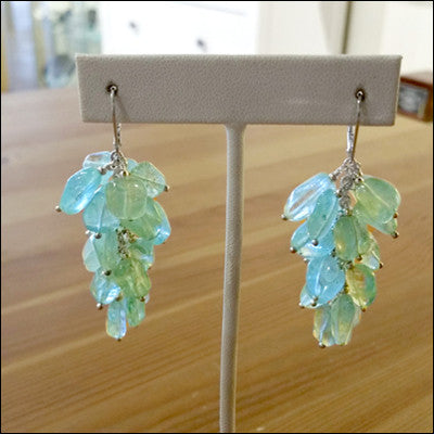 Custom Aquamarine Cluster Earrings for Irene , Earrings - No Roses Custom, No Roses Jewelry Artisan Jewelry Los Angeles - 1