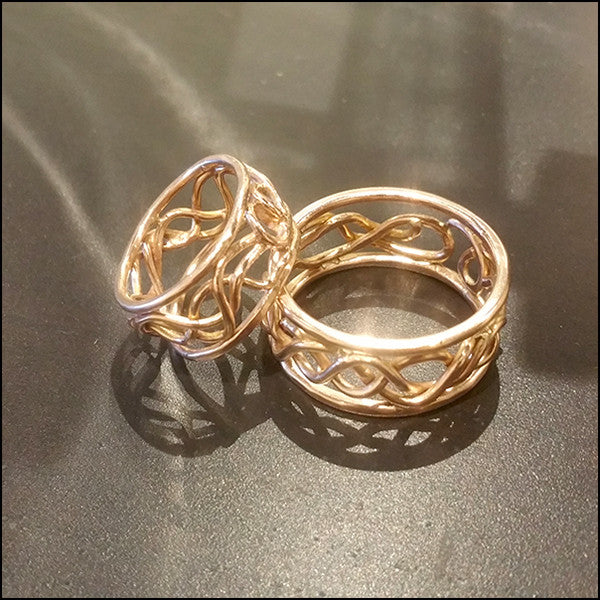 Rose Gold Artisan Wedding Bands for Audrey and Gregg , rings - No Roses Custom, No Roses Jewelry Artisan Jewelry Los Angeles - 4
