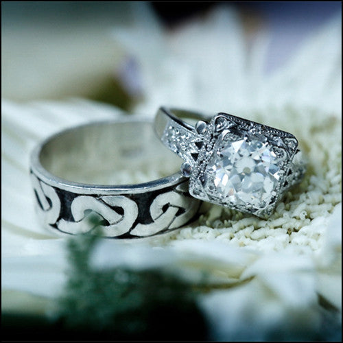 Buy Custom Edwardian Style Engraved Diamond Engagement Ring Lab Diamond  Option Online in India - Etsy