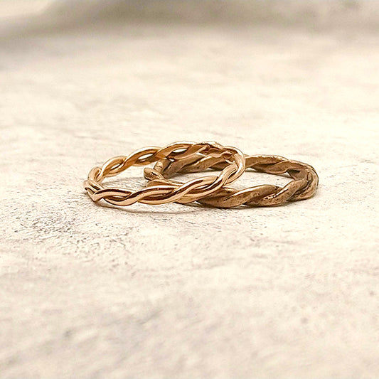 Custom 14k Rose Gold Wedding Bands for Emily and Jeff