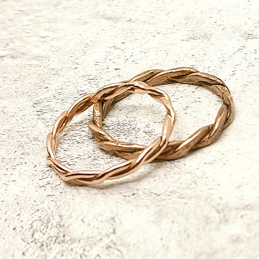 Custom 14k Rose Gold Wedding Bands for Emily and Jeff Secondary