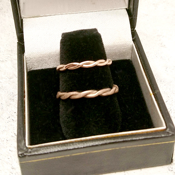 Custom 14k Rose Gold Wedding Bands for Emily and Jeff