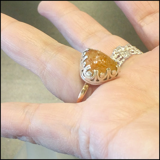 Big Bezel Sunstone Ring , rings - No Roses Earthen, No Roses Jewelry Artisan Jewelry Los Angeles - 3