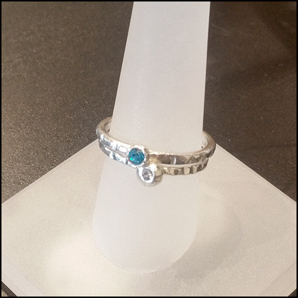 Blue and White CZ Stacking Rings , rings - No Roses Earthen, No Roses Jewelry Artisan Jewelry Los Angeles - 3