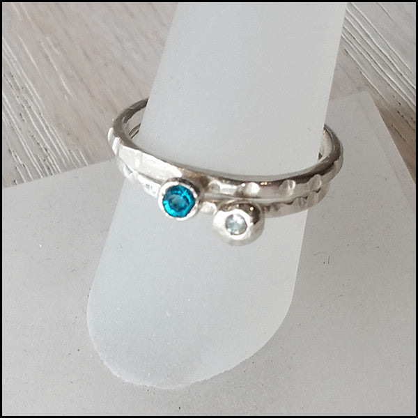 Blue and White CZ Stacking Rings , rings - No Roses Earthen, No Roses Jewelry Artisan Jewelry Los Angeles - 4