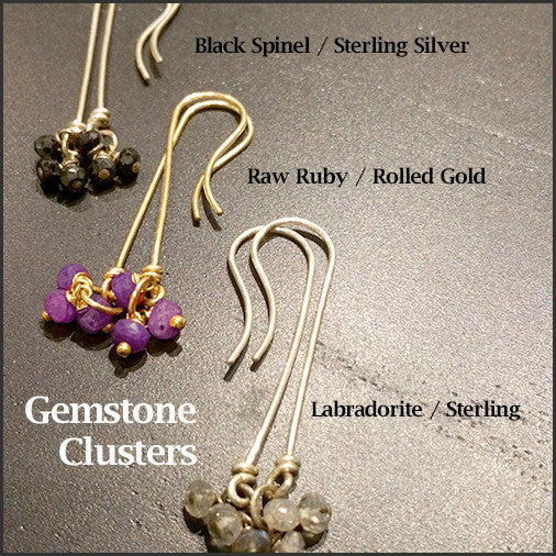 Gemstone Cluster Earrings , Earrings - No Roses Earthen, No Roses Jewelry Artisan Jewelry Los Angeles
