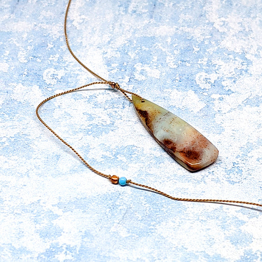 Blue Brown Jasper Shield Cutstone Pendant Secondary