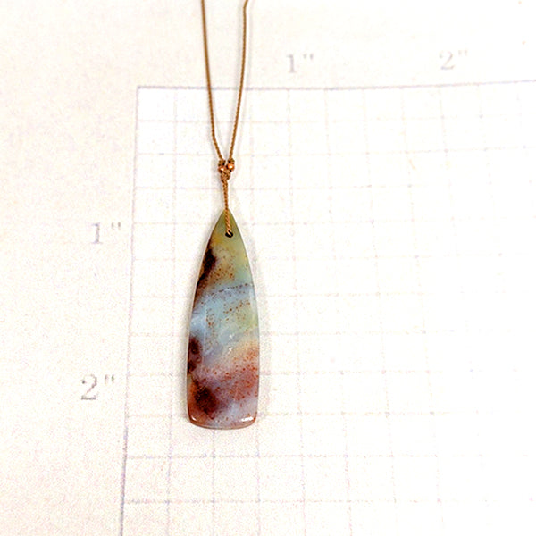 Blue Brown Jasper Shield Cutstone Pendant