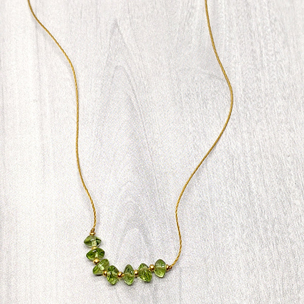 Seven Stone Necklace Peridot Gold