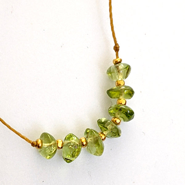 Seven Stone Necklace Peridot Gold