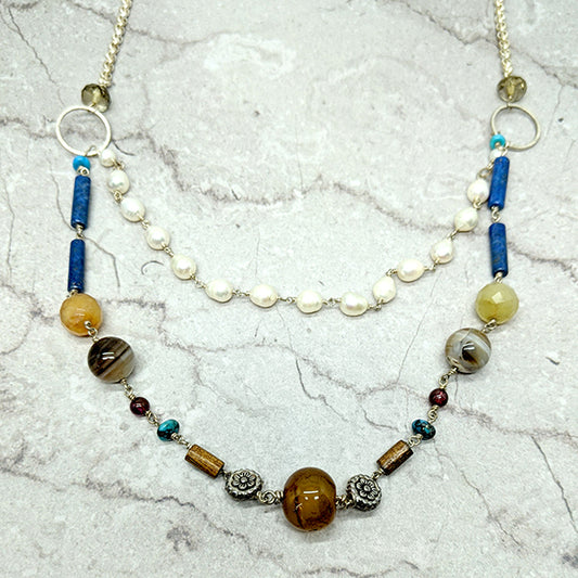 Miranda Lapis and Pearl Necklace