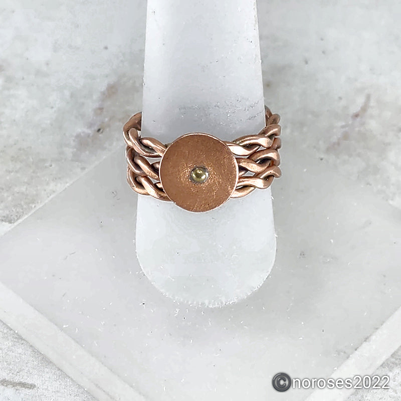 Triple Twist Disc Copper Stacking Rings Set