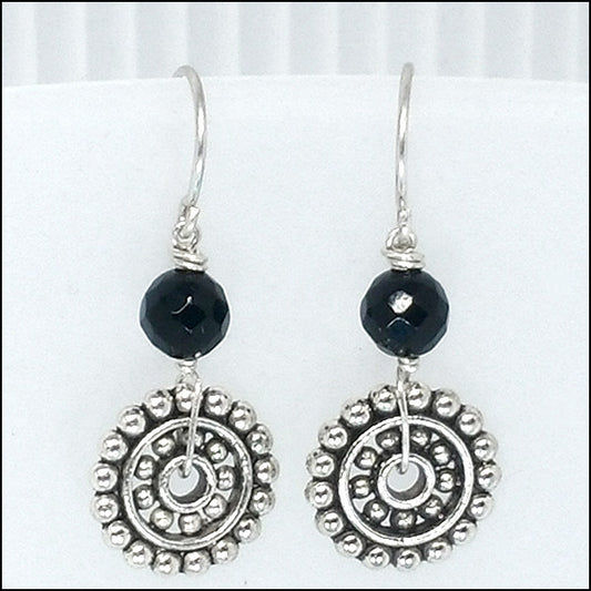 Steampunk Drop Earrings, Black Onyx Secondary
