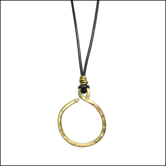 NoRosesJewelry: Leather and Mixed Metal Circle Pendant