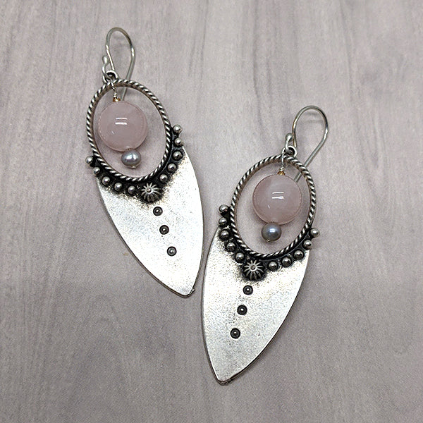 Iquitos Silver and Rose Quartz Earrings