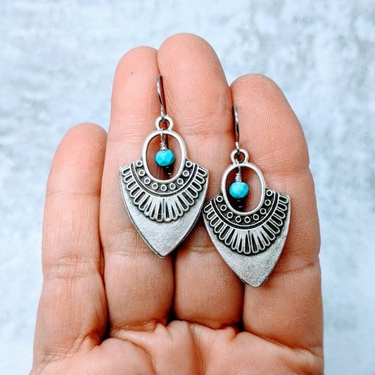 Chickasaw Turquoise Drop Earrings Secondary