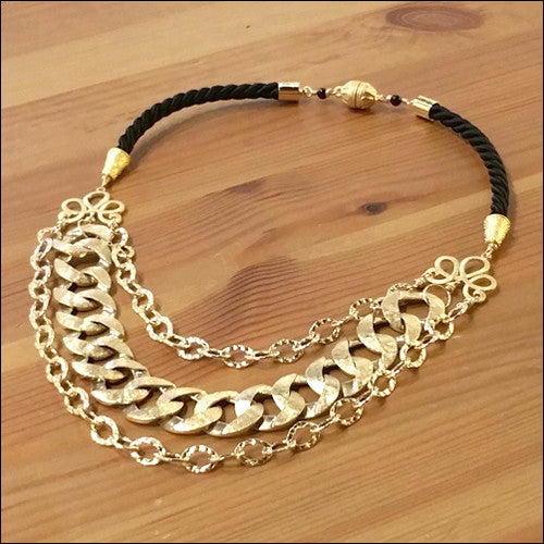 14k Gold Statement Necklace - Custom Re-Imagined Artisan Jewelry , Necklace - No Roses Custom, No Roses Jewelry Artisan Jewelry Los Angeles - 1