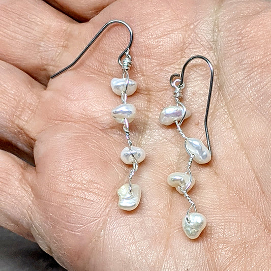 Vines Earrings White Pearl Secondary