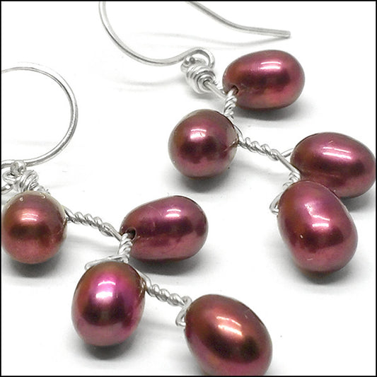 Vines Earrings Red Pearl Secondary