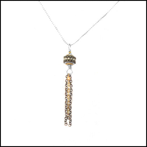 Delicate Beaded Tassel Pendant , Necklace - No Roses Metro, No Roses Jewelry Artisan Jewelry Los Angeles - 1