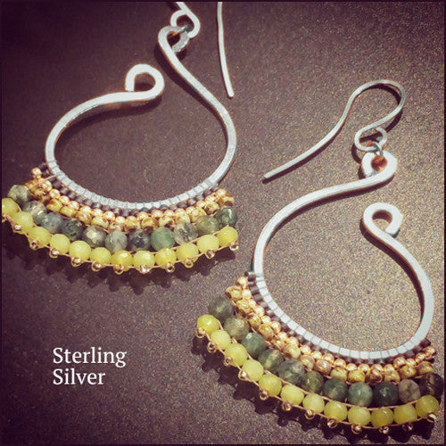 Kyra Jade and Agate Earrings Sterling Silver, Earrings - No Roses Metro, No Roses Jewelry Artisan Jewelry Los Angeles - 2 Secondary