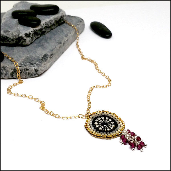 Eyeful of Garnet Necklace , necklace - No Roses Metro, No Roses Jewelry Artisan Jewelry Los Angeles - 4