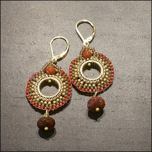 Red Jasper Rounds Earrings , Earrings - No Roses Metro, No Roses Jewelry Artisan Jewelry Los Angeles - 1